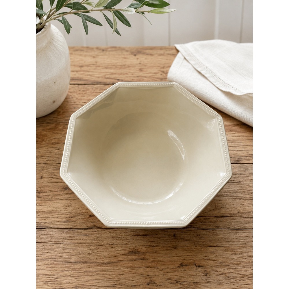 Johnson Brothers Heritage White Octagonal Serving Bowl Ironstone England Vintage